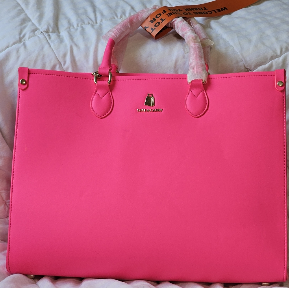 Hot Pink Large Tote and Carry Tote - Picture 2 of 5